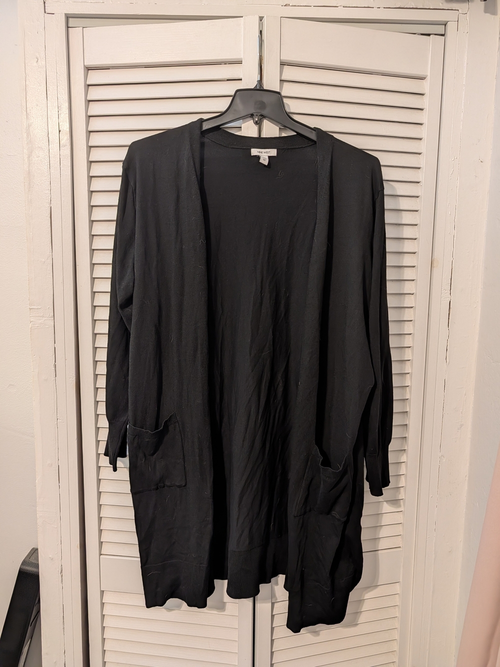 Nine West Black Open-Front Long Cardigan